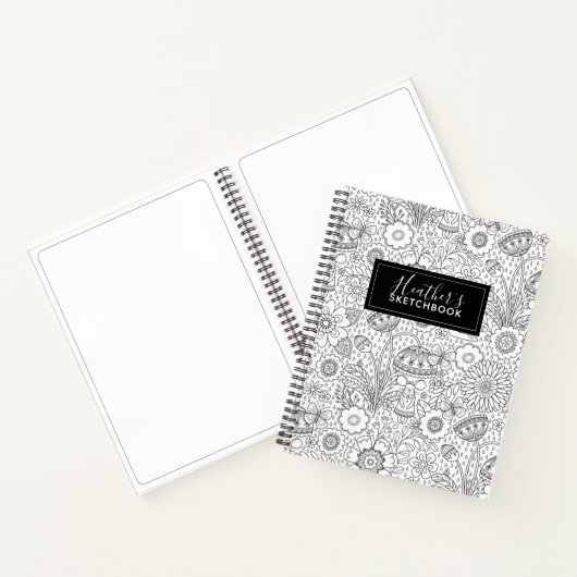 Monogram Black White Artist Sketchbook Notitieboek (Binnen)