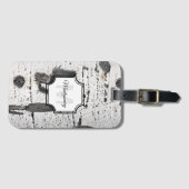 Monogram Black White Aspen Bark Foto Bagagelabel (Voorkant (horizontaal))