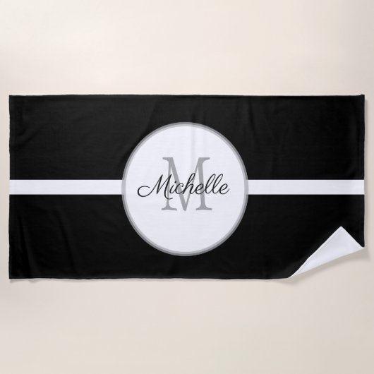 Monogram Black White Beach Towel Strandlaken (Voorkant)