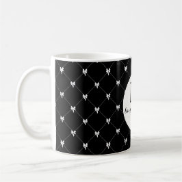 Monogram Black & White Bow Script Koffiemok