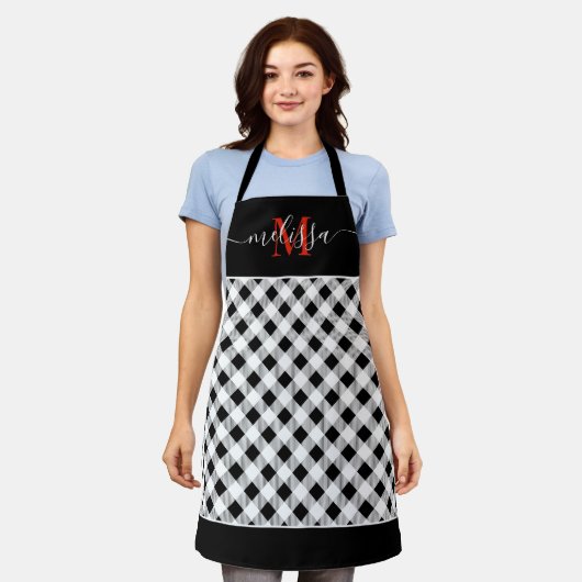 Monogram Black White Buffalo Pset Apron Schort (Gedragen)