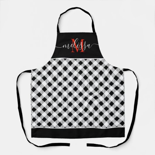 Monogram Black White Buffalo Pset Apron Schort (Voorkant)