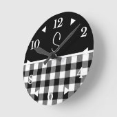 Monogram Black White Buffalo Pset Farmhouse Lumb Ronde Klok (Hoek)