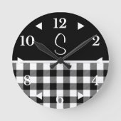 Monogram Black White Buffalo Pset Farmhouse Lumb Ronde Klok (Voorkant)