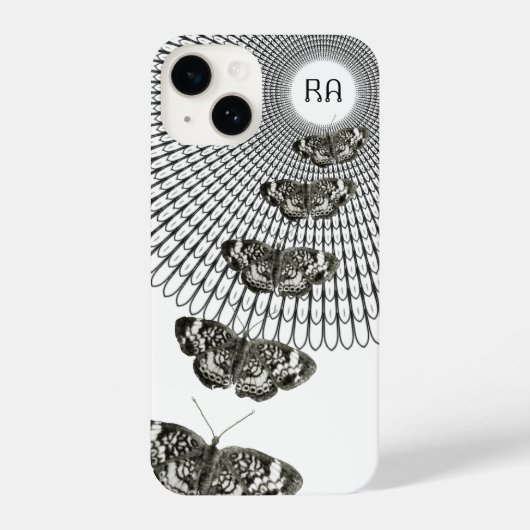 Monogram Black White Butterfly Trail iPhone Hoesje (Achterkant)