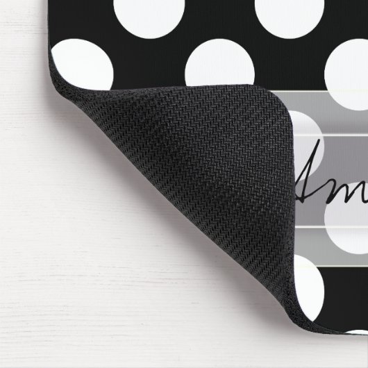 Monogram Black White Chic Polka Dot Pattern Muismat (Hoek)