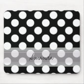 Monogram Black White Chic Polka Dot Pattern Muismat (Voorkant)