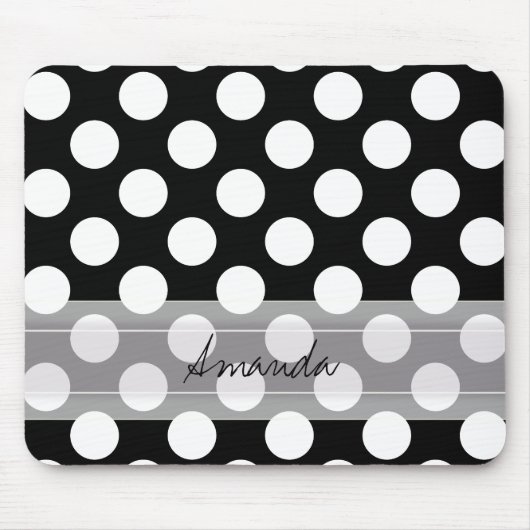 Monogram Black White Chic Polka Dot Pattern Muismat (Voorkant)