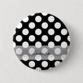 Monogram Black White Chic Polka Dot Pattern Ronde Button 5,7 Cm (Voorkant)