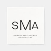 Monogram Black White Classic Wedding Napkins Servet (Voorkant)