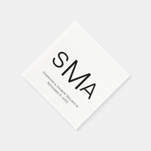 Monogram Black White Classic Wedding Napkins Servet (Hoek)