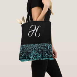 Monogram Black White Elegant Water Bubble Tote Bag