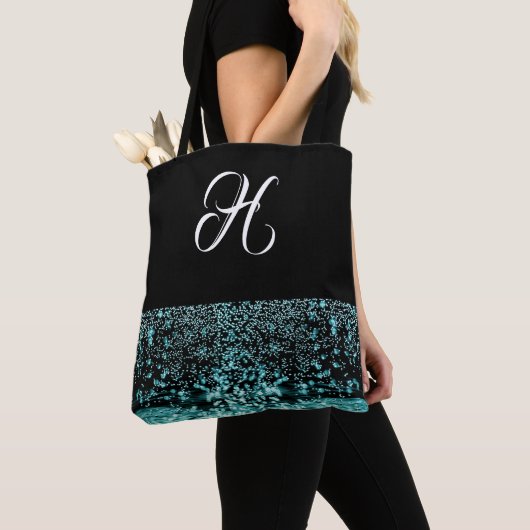 Monogram Black White Elegant Water Bubble Tote Bag (Dichtbij)