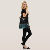 Monogram Black White Elegant Water Bubble Tote Bag (Op model)