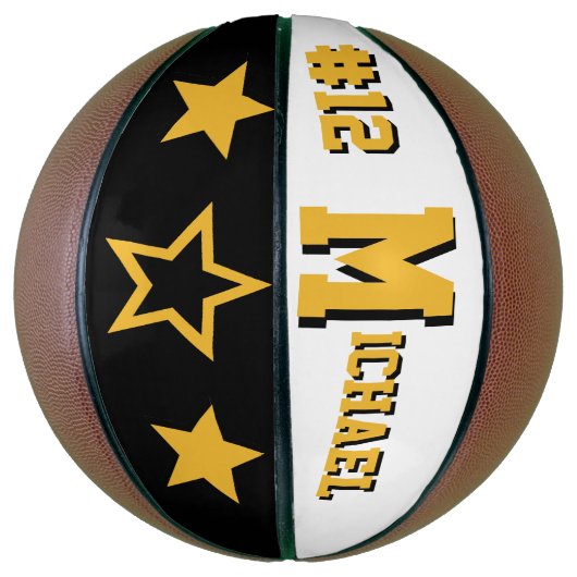 Monogram Black, White en Gold Basketbal (Verticaal)