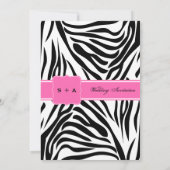 Monogram Black, White en Hot Pink Zebra Weddenscha Kaart (Achterkant)