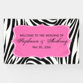 Monogram Black, White en Hot Pink Zebra Weddenscha Spandoek (Horizontaal)