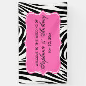 Monogram Black, White en Hot Pink Zebra Weddenscha Spandoek (Verticaal)