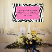 Monogram Black, White en Hot Pink Zebra Weddenscha Spandoek