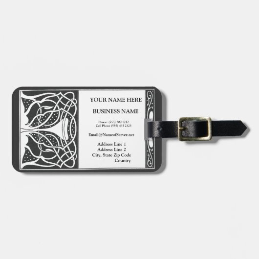 Monogram Black White Fine Art Deco Bagagelabel (Voorkant horizontaal)