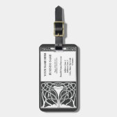 Monogram Black White Fine Art Deco Bagagelabel (Voorkant verticaal)