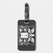 Monogram Black White Fine Art Deco Bagagelabel (Achterkant verticaal)