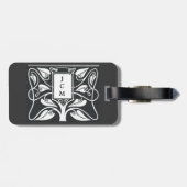 Monogram Black White Fine Art Deco Bagagelabel (Achterkant horizontaal)