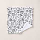 Monogram Black White Floral Pattern Bad Handdoek (Wasdoekje)