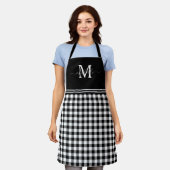 Monogram Black White Gingham Grey Name Schort (Gedragen)