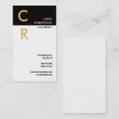 Monogram Black White Gold Plain Visitekaartje (Voorkant / Achterkant)