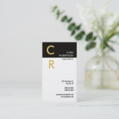 Monogram Black White Gold Plain Visitekaartje (Staand voorkant)