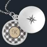 Monogram Black White Gold Pset Trendy Stylish Locket Ketting<br><div class="desc">Monogram dit zwarte witte en goudspelige Ketting met uw initialen. Maakt een groot geschenk voor alle vrouwen in je leven. Gifts voor Moederdag,  Bridesmaid giften,  en bruidfeesten.</div>