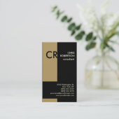 Monogram Black White Gold Visitekaartje (Staand voorkant)