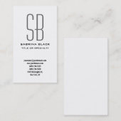 Monogram Black White Grey Consultant Visitekaartje (Voorkant / Achterkant)