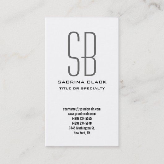 Monogram Black White Grey Consultant Visitekaartje (Voorkant)