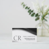 Monogram Black White Grey Pattern Visitekaartje (Staand voorkant)
