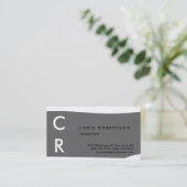 Monogram Black White Grey Pattern Visitekaartje (Staand voorkant)