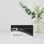 Monogram Black White Grey Pattern Visitekaartje (Staand voorkant)