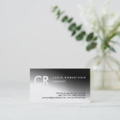 Monogram Black White Grey Pattern Visitekaartje (Staand voorkant)