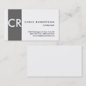 Monogram Black White Grey Stripe Visitekaartje (Voorkant / Achterkant)