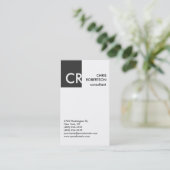 Monogram Black White Grey Visitekaartje (Staand voorkant)