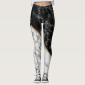 Monogram Black White Marble Stone Leggings (Voorkant)