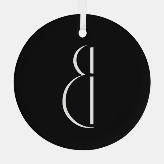 Monogram Black White Minimal Modern Typografie Glas Ornament (Achterkant)