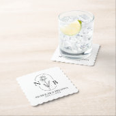 Monogram Black White Minimalist Classic Weddenscha Kartonnen Onderzetters (Insitu)