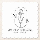 Monogram Black White Minimalist Classic Weddenscha Kartonnen Onderzetters (Voorkant)