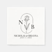 Monogram Black White Minimalist Classic Weddenscha Servet (Voorkant)