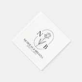 Monogram Black White Minimalist Classic Weddenscha Servet (Hoek)