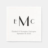 Monogram Black White Minimalist Weddenschap Date N Servet (Voorkant)