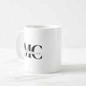 Monogram Black White Modern Minimalist Elegant Koffiemok (Voorkant links)