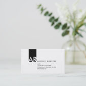 Monogram Black White Modern Visitekaartje (Staand voorkant)